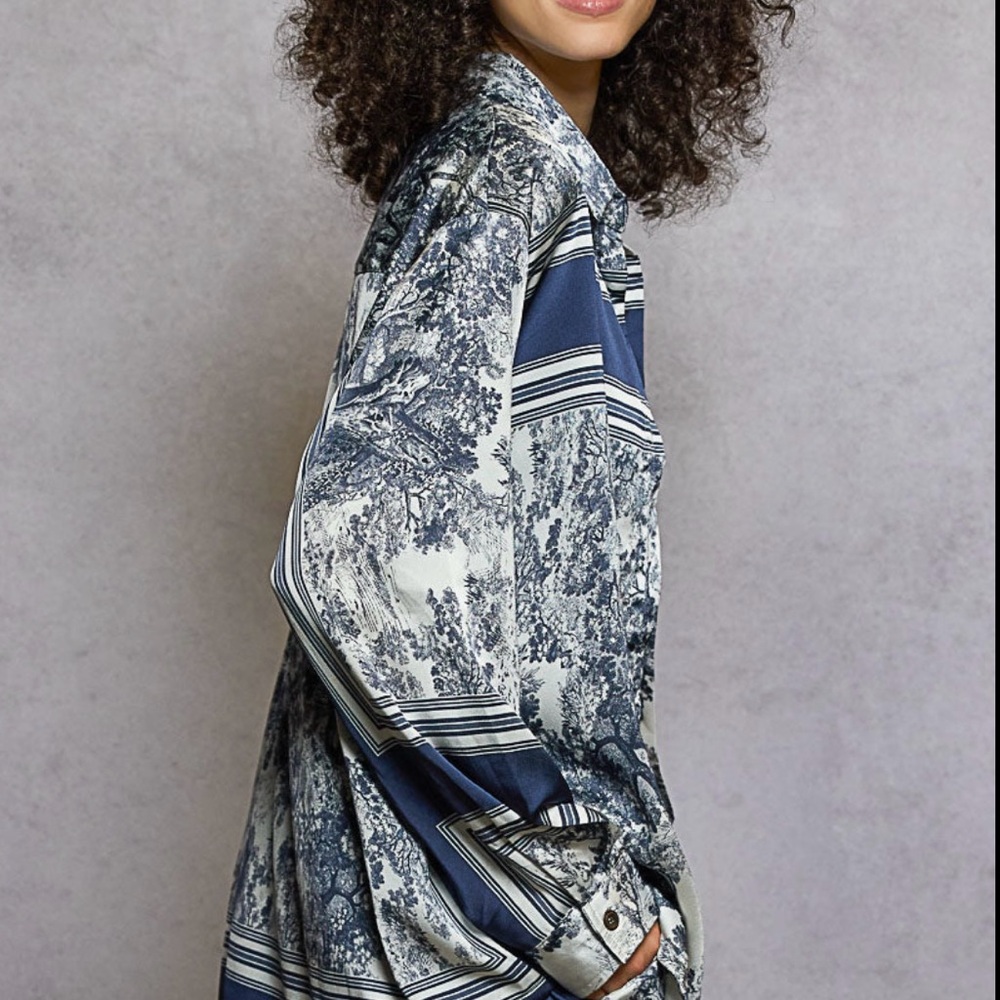 POL Blue and White Patterned Pantsuit NWT